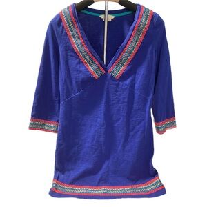 BODEN Rosanna Jersey Embroidered VNeck Tunic Dress Size US 4, 15040